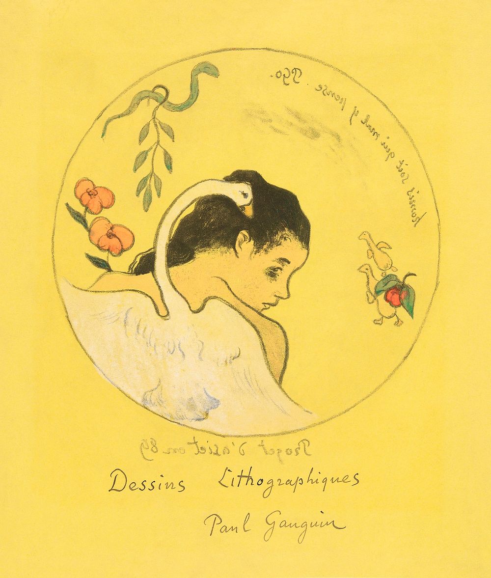 Projet d&rsquo;assiette (Leda) (Design for a Plate [Leda]), frontispiece from the Volpini Suite (1889) by Paul Gauguin.…