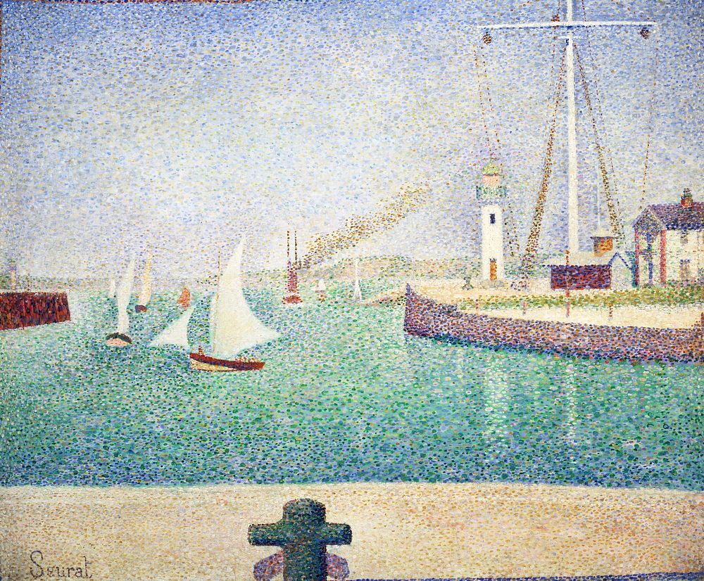 Georges Seurat's Entrance of The Port of Honfleur (Entr&eacute;e du port d'Honfleur) (1886). Original from Barnes…