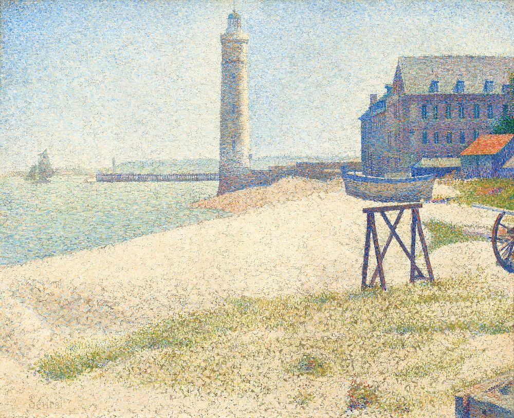 The Lighthouse at Honfleur (1886) by Georges Seurat. Original from The National Gallery of Art. Digitally enhanced by…