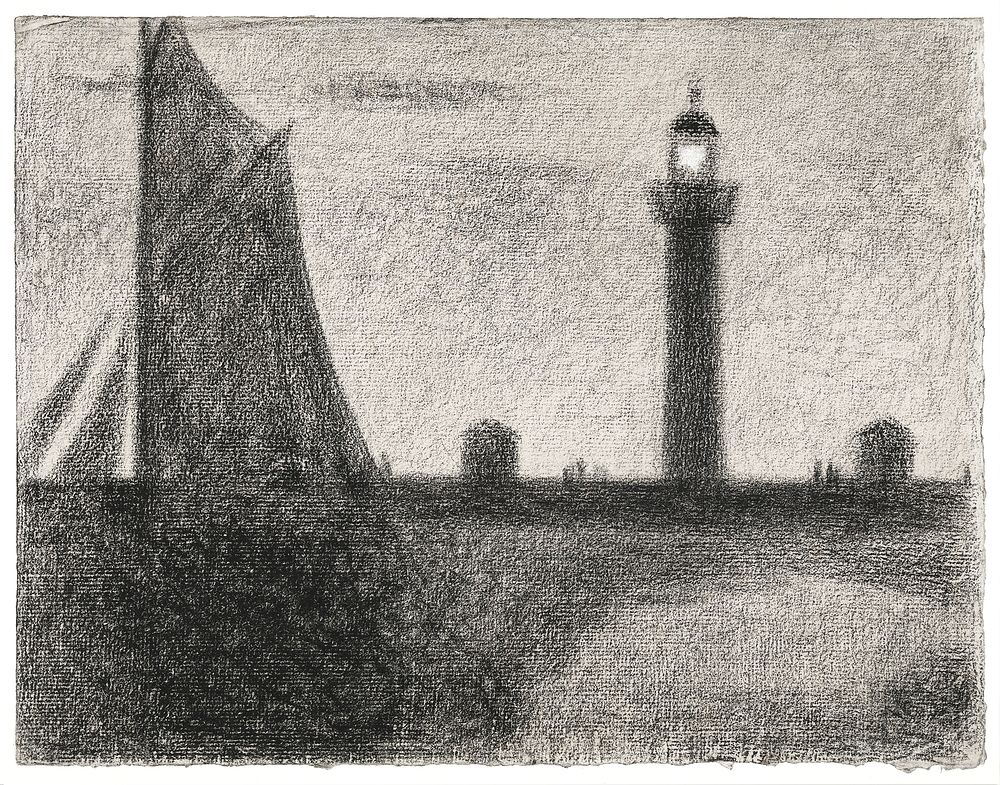 The Lighthouse at Honfleur (1886) by by Georges Seurat. Original from The MET Museum. Digitally enhanced by rawpixel.