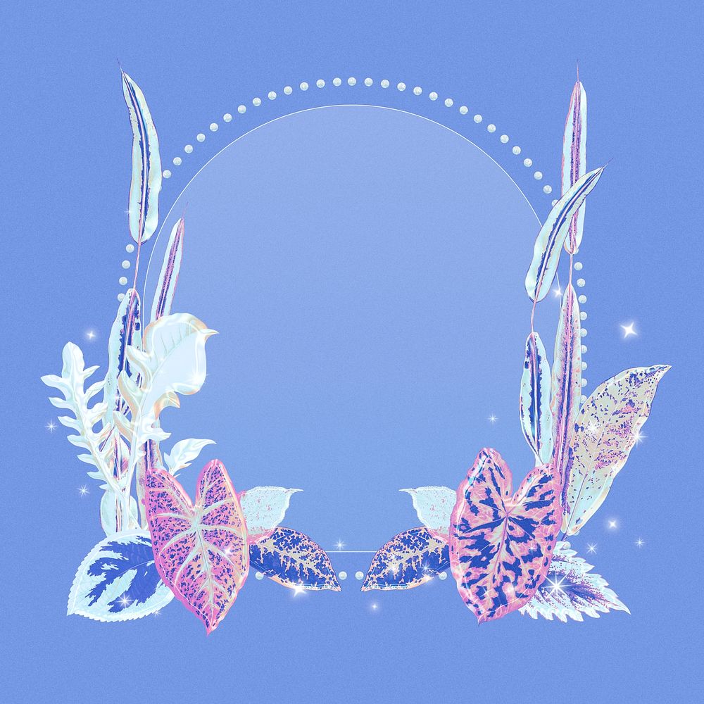 Blue flower frame, aesthetic illustration