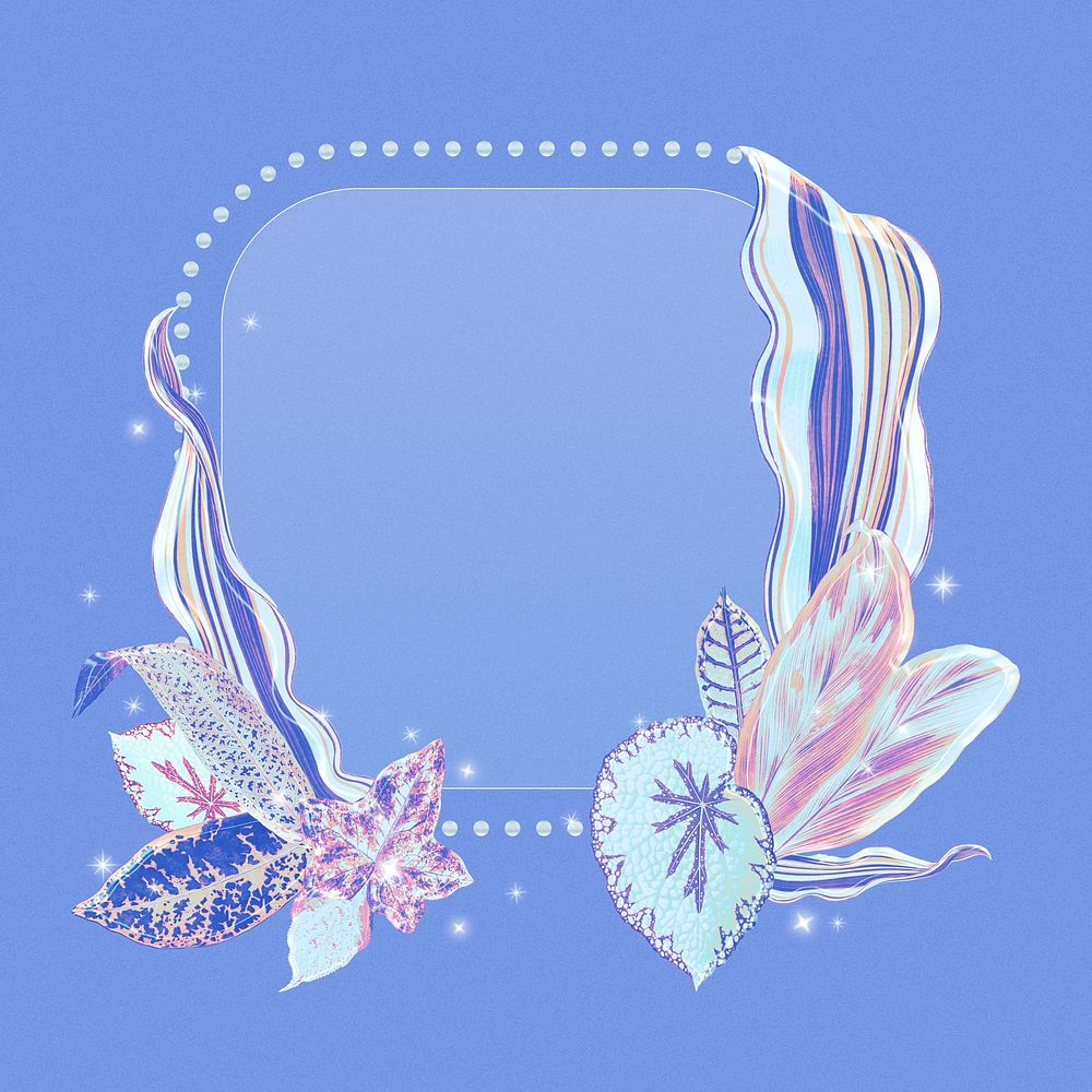 Blue flower frame, aesthetic illustration