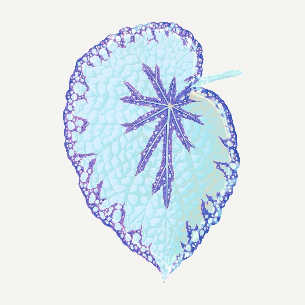 Blue leaf illustration, aesthetic nature graphic