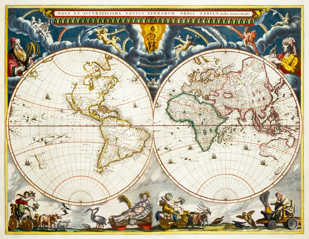 Nova et accuratissima totius terrarum orbis tabula (ca. 1648&ndash;1664) by Joan Blaeu. Original From The New York Public…