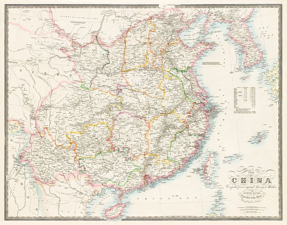 Map of China (1848) by James Wyld. Original from The Beinecke Rare Book & Manuscript Library. Digitally enhanced by rawpixel.