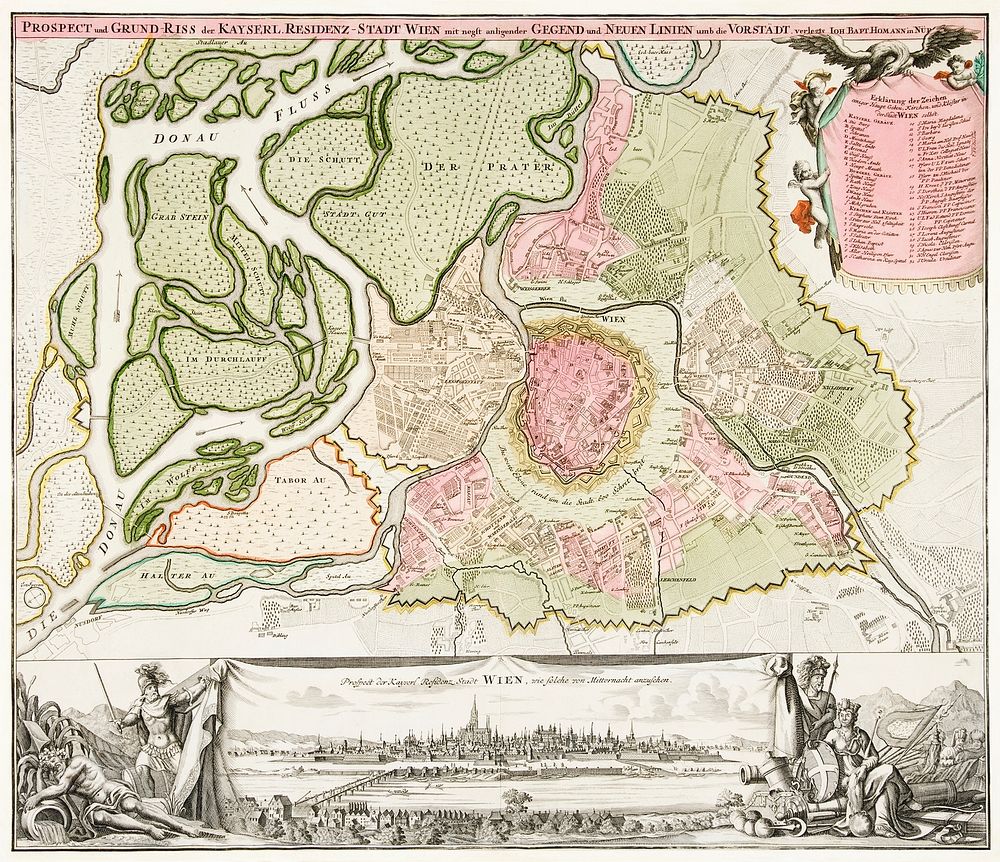 Map of Vienna (ca. 1702) by Johann-Baptista Homann. Original from Yale University Art Gallery. Digitally enhanced by…