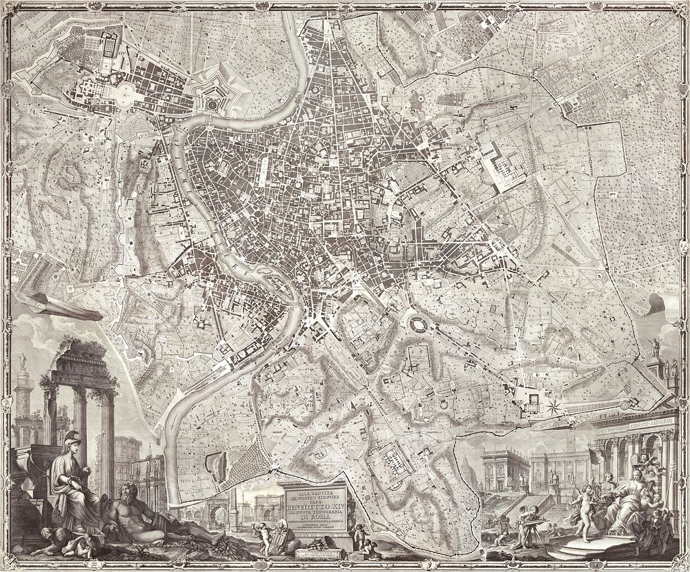 La pianta grande di Roma (The Large Plan of Rome), also known as The Nolli Map by Pietro Campana, Carlo Nolli, and Rocco…