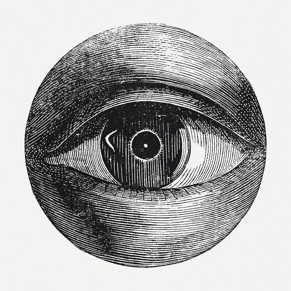 Vintage eye drawing, remixed from artwork by Isaac Weissenbruch.