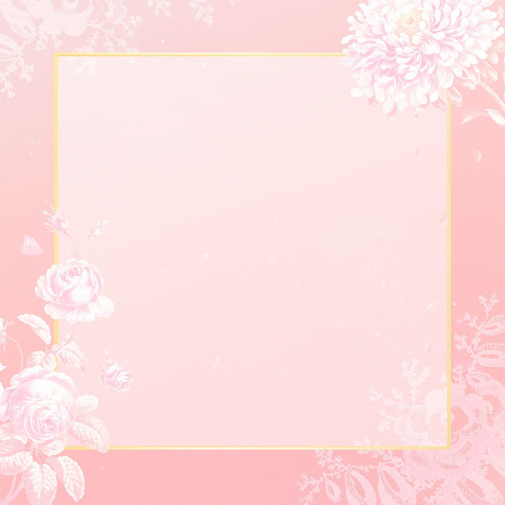 Vintage pink floral frame design element
