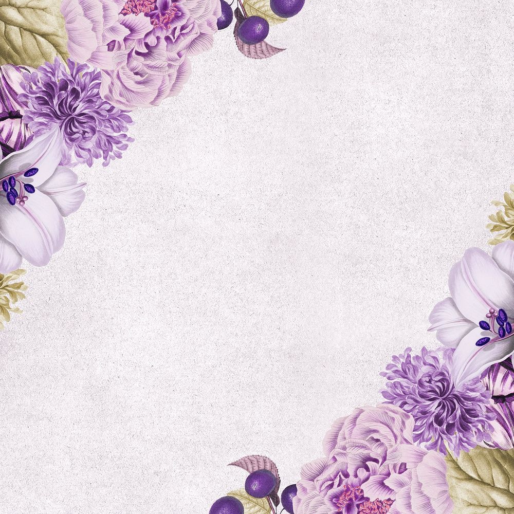 Vintage purple floral frame design element