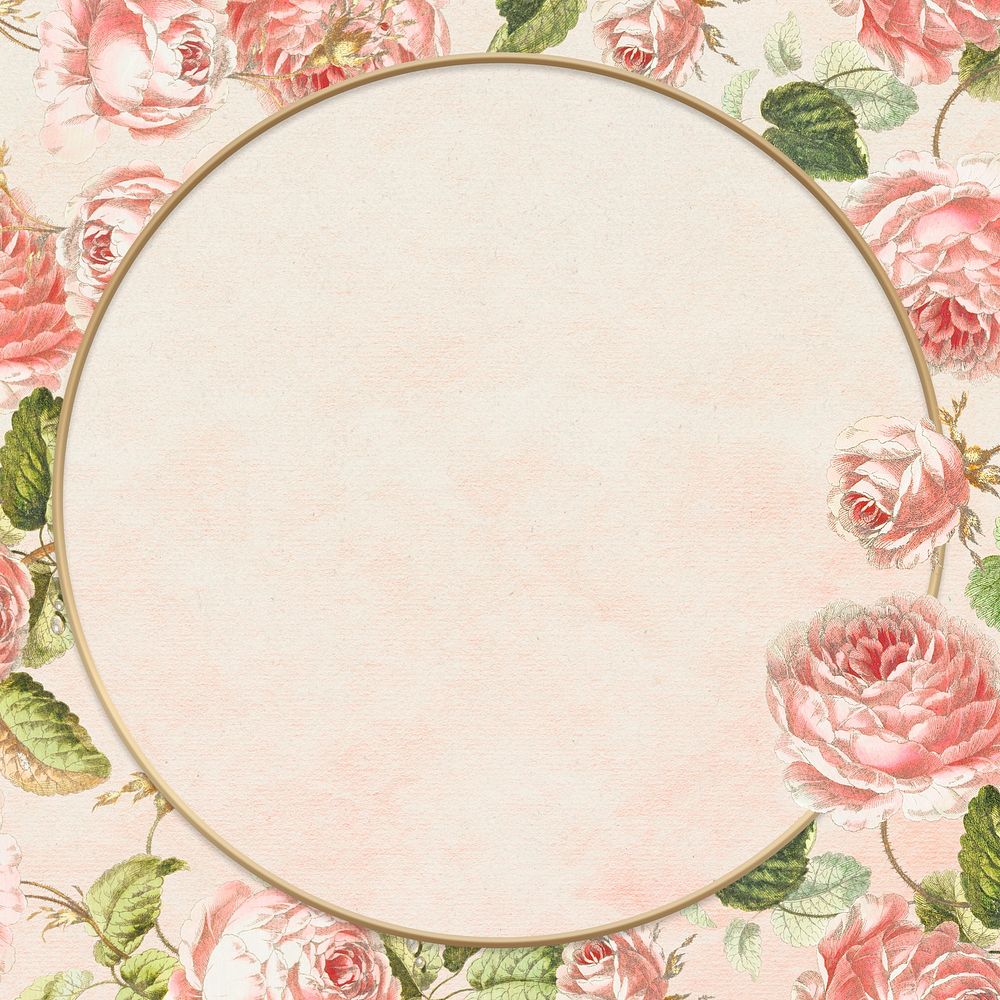 Vintage pink rose flower frame design element
