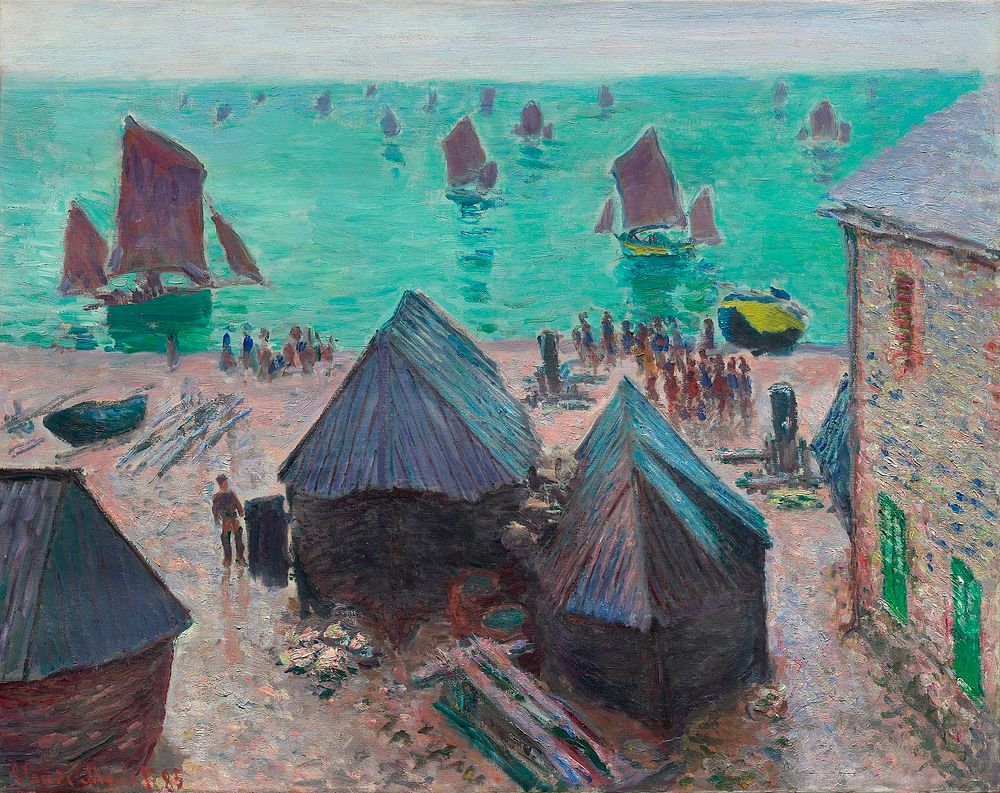 The Departure of the Boats, &Eacute;tretat (1885) by Claude Monet. Original from the Art Institute of Chicago. Digitally…