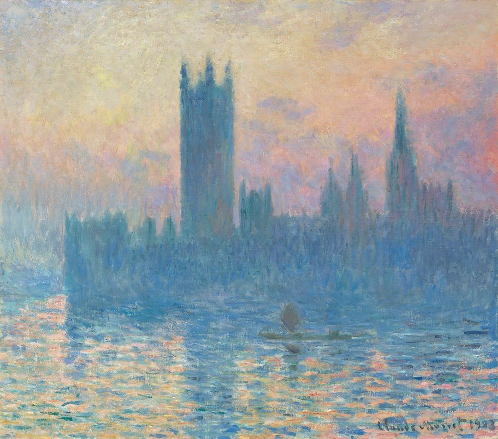 The Houses of Parliament, Sunset (1903) by Claude Monet. Original from the National Gallery of Art. Digitally enhanced by…