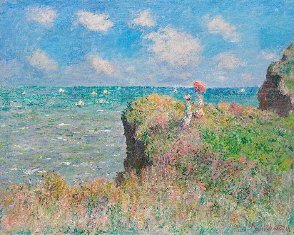 Cliff Walk at Pourville (1882) by Claude Monet. Original from the Art Institute of Chicago. Digitally enhanced by rawpixel.