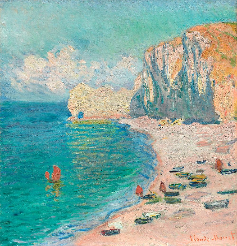 The Beach and the Falaise d'Amont (1885) by Claude Monet. Original from the Art Institute of Chicago. Digitally enhanced by…