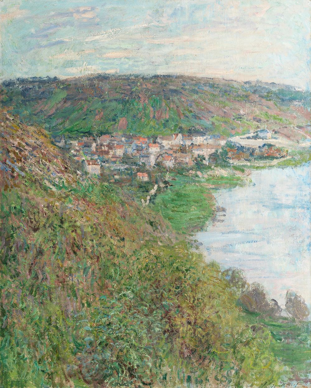 View of V&eacute;theuil (1880) by Claude Monet. Original from the Los Angeles County Museum of Art. Digitally enhanced by…