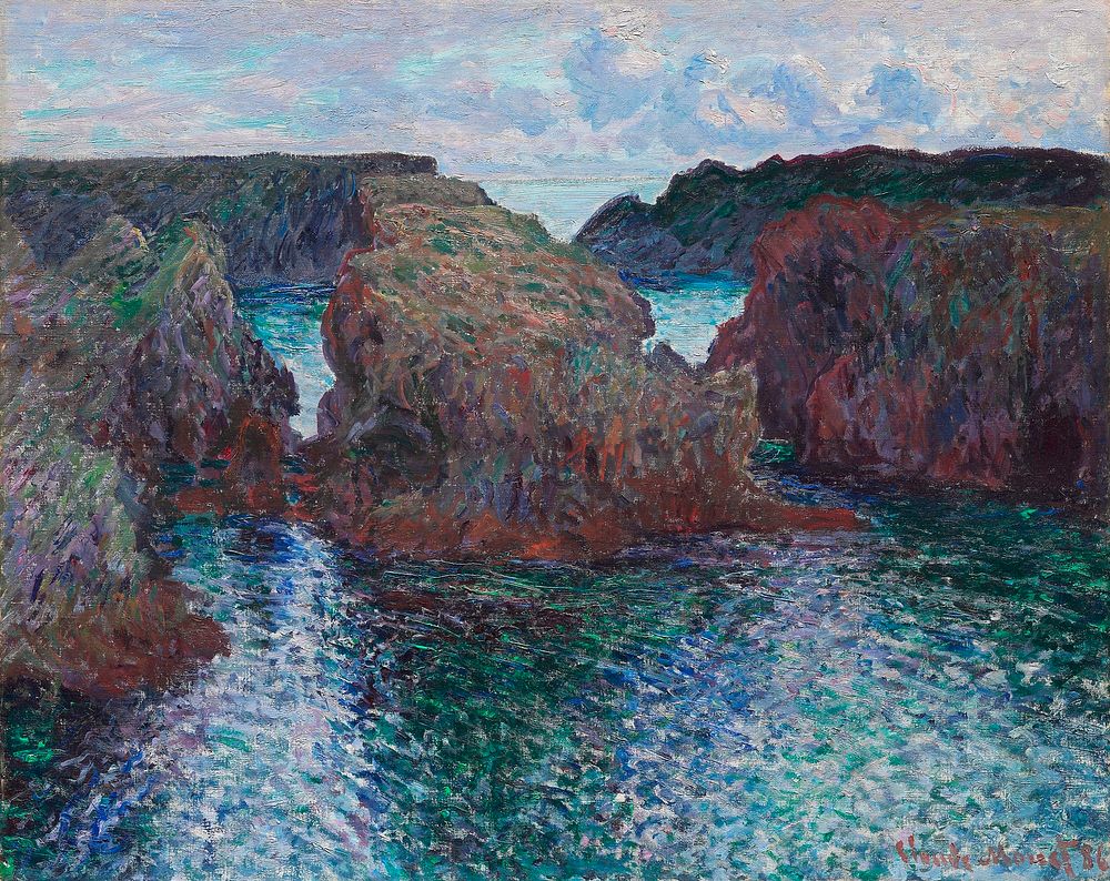 Rocks at Port-Goulphar, Belle-&Icirc;le (1886) by Claude Monet. Original from the Art Institute of Chicago. Digitally…