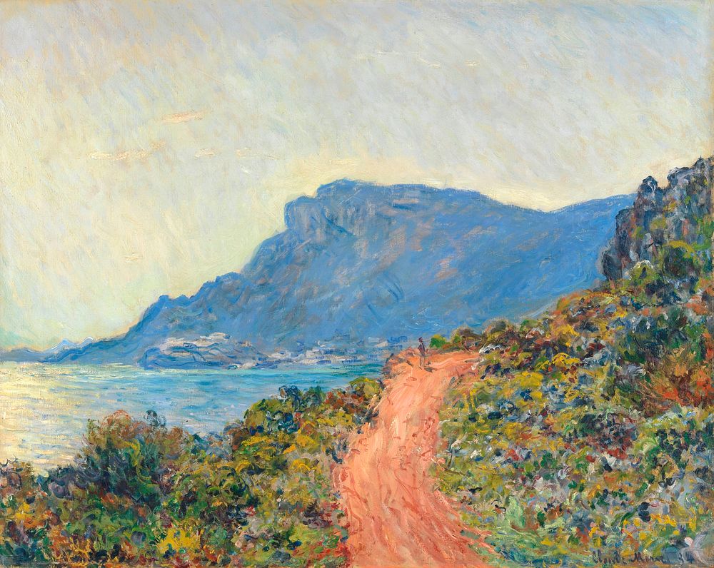 La Corniche near Monaco (1884) by Claude Monet. Original from the Rijksmuseum. Digitally enhanced by rawpixel.