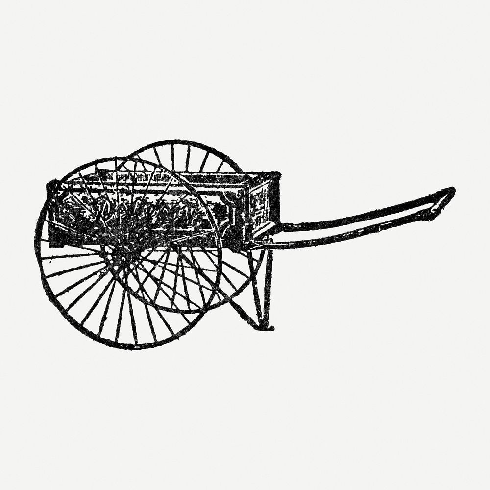 Hand cart clipart, black ink drawing psd, digitally enhanced from our own original copy of The Open Door to Independence…