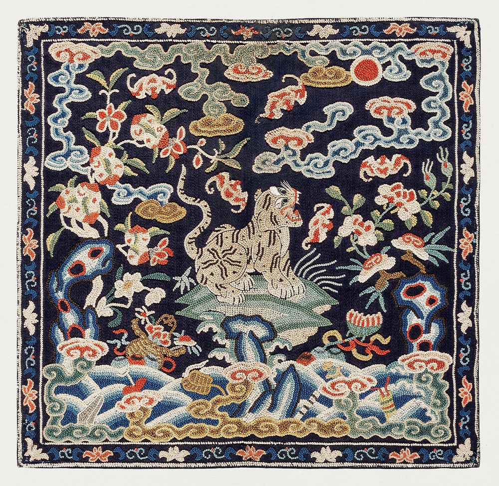 Rank Badge (Buzi) of the Fourth Military Rank with Tiger during Qing dynasty (1644&ndash;1912), early 19th centuryTextiles.…