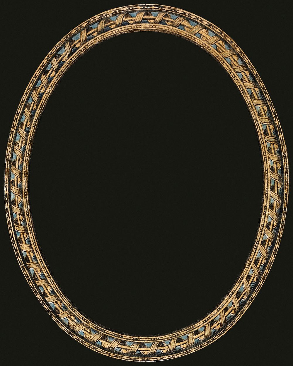 Vintage gold oval frame psd, featuring public domain artworks