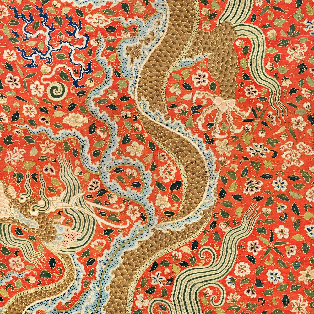 Chinese Canopy with Dragon Among Flowers in the late 1100s. Original from The Cleveland Museum of Art. Digitally enhanced by…