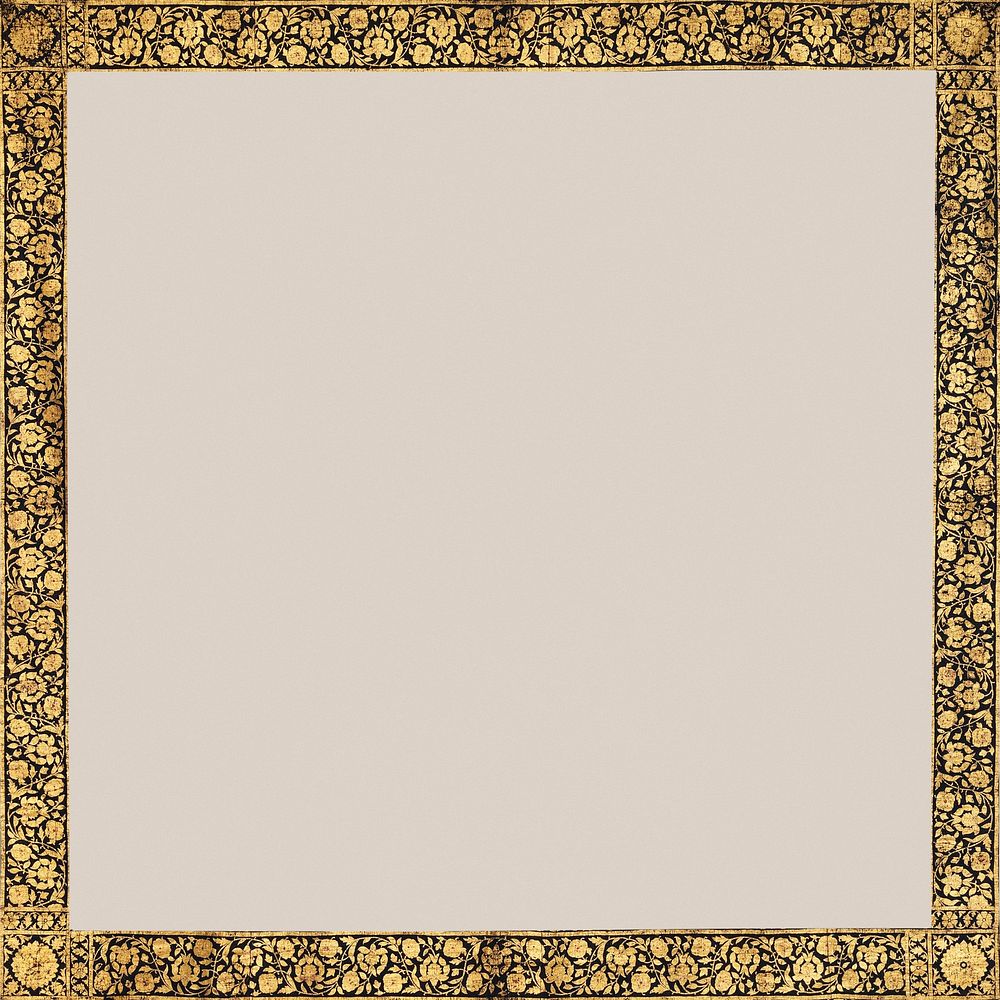 Vintage gold rectangle frame psd, featuring public domain artworks