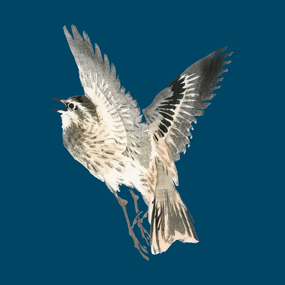 Sparrow by Kōno Bairei (1844-1895). Digitally enhanced from our own original 1913 edition of Bairei Gakan.