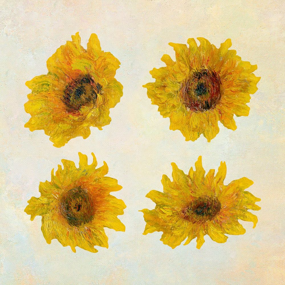 Sunflower psd set remixed from the artworks of Claude Monet.