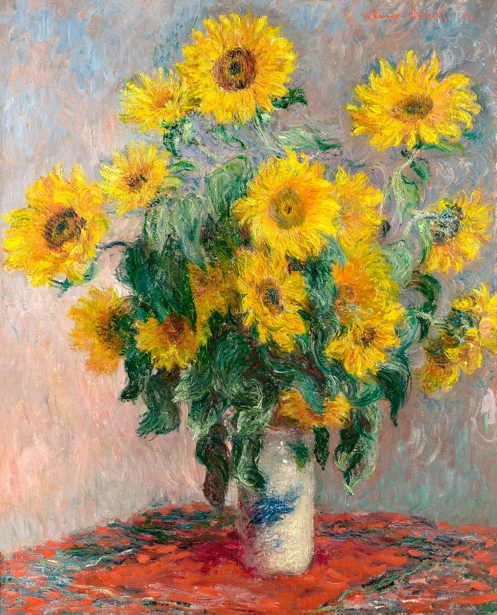 Bouquet of Sunflowers (1881) by Claude Monet, high resolution famous painting. Original from The MET. Digitally enhanced by…