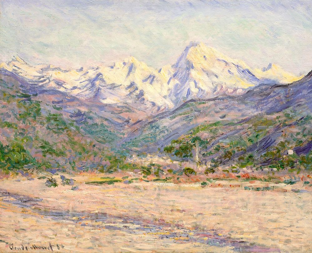 The Valley of the Nervia (1884) by Claude Monet, high resolution famous painting. Original from The MET. Digitally enhanced…