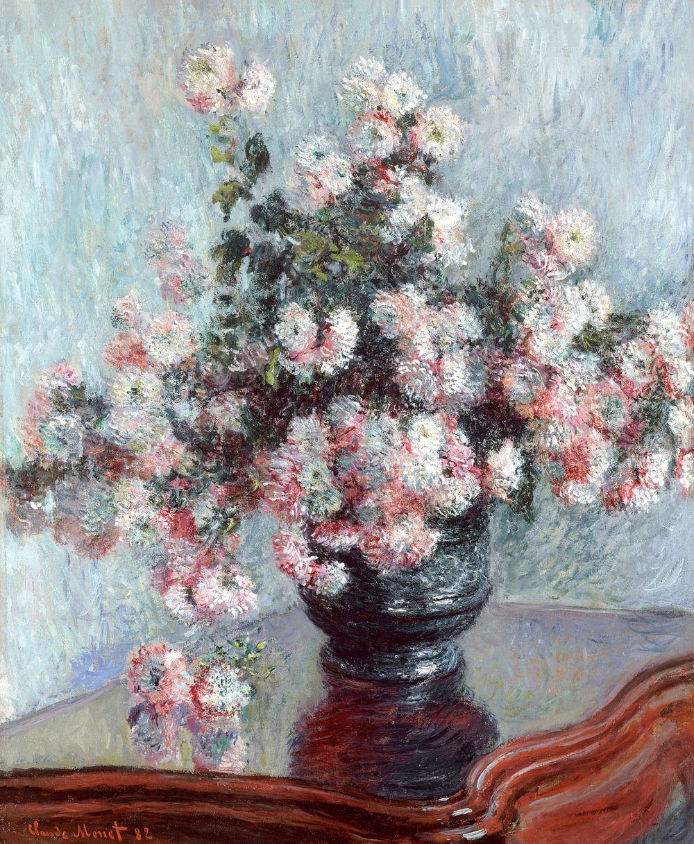 Chrysanthemums (1882) by Claude Monet, high resolution famous painting. Original from The MET. Digitally enhanced by…