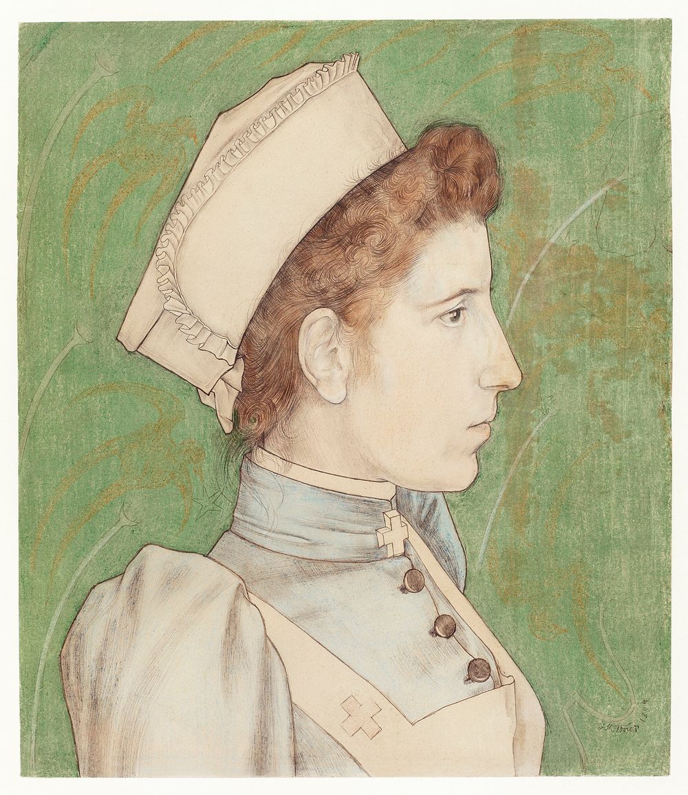 Portrait of Nurse Nelly (1894) by Jan Toorop. Original from The Rijksmuseum. Digitally enhanced by rawpixel.
