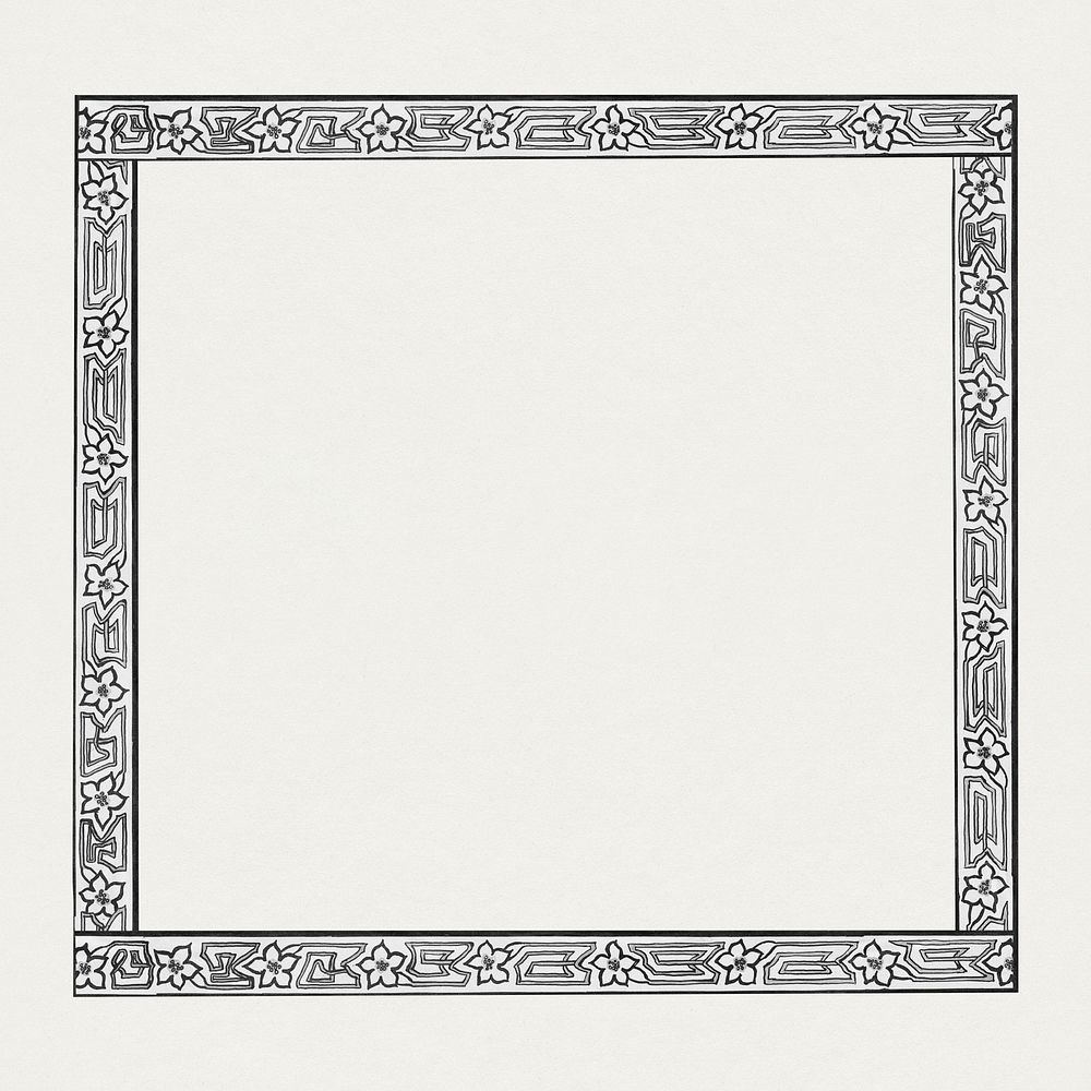 Black and white art nouveau psd frame, remixed from the artworks of Jan Toorop.