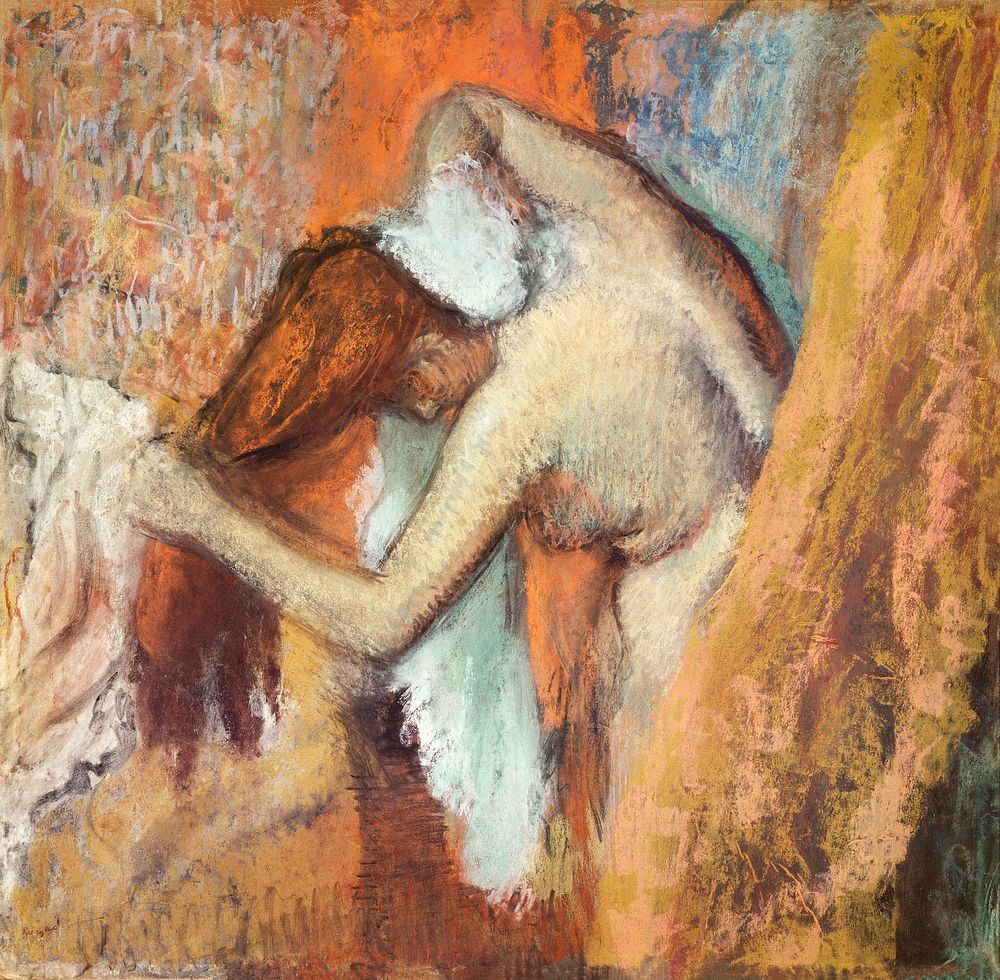 Naked lady. Woman at Her Toilette (1900&ndash;1905) painting in high resolution by Edgar Degas. Original from the Art…