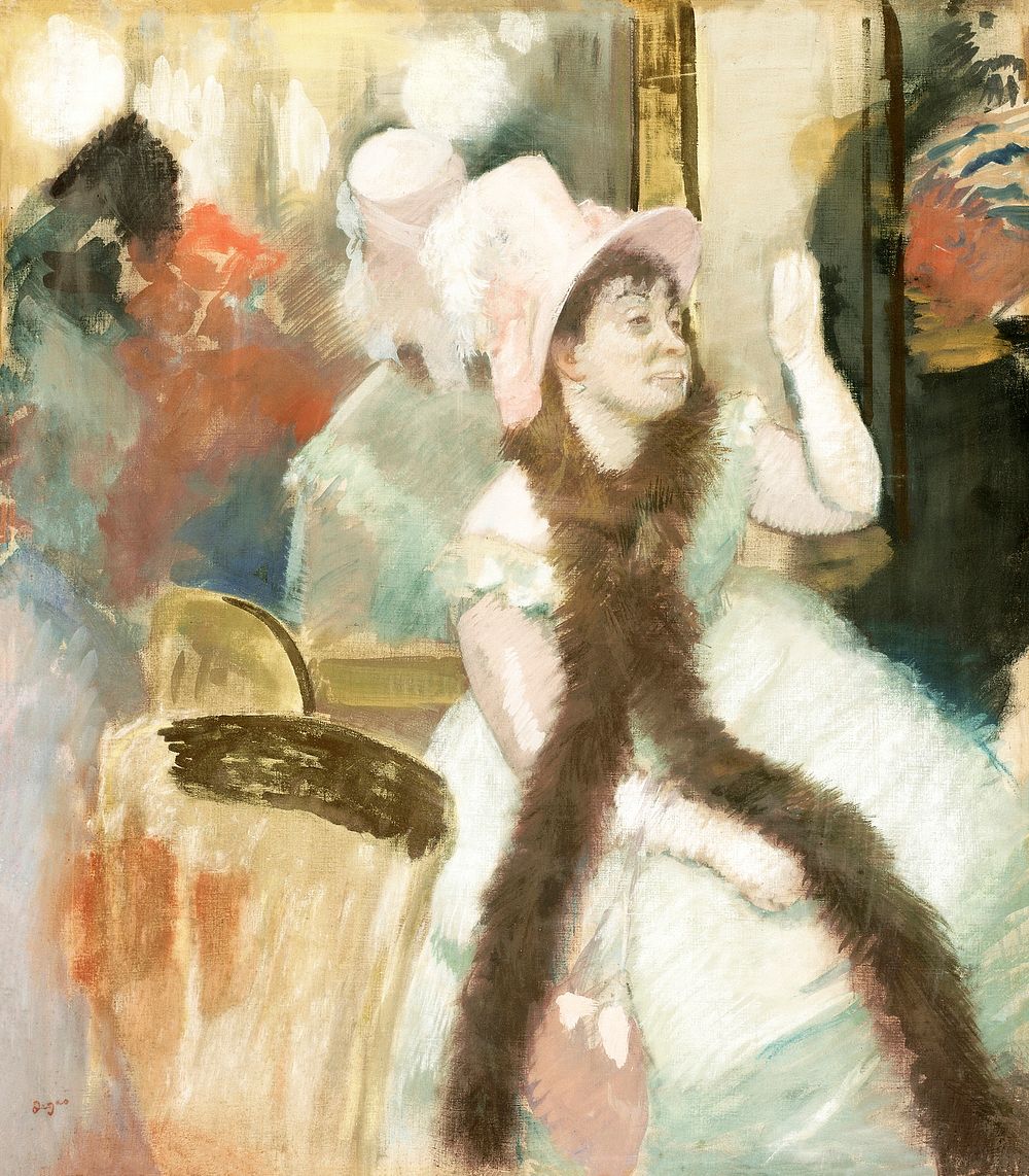 Portrait after a Costume Ball (Portrait of Madame Dietz&ndash;Monnin) (1879) painting in high resolution by Edgar Degas.…