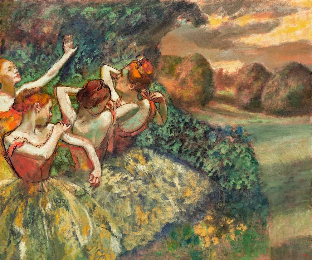 Four Dancers (ca. 1899) painting in high resolution by Edgar Degas. Original from The National Gallery of Art. Digitally…