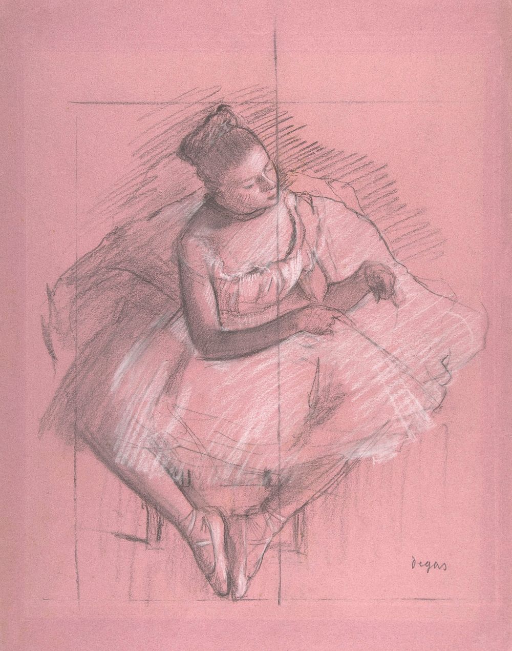 Seated Dancer (ca. 1873&ndash;1874) drawing in high resolution by Edgar Degas. Original from The MET Museum. Digitally…