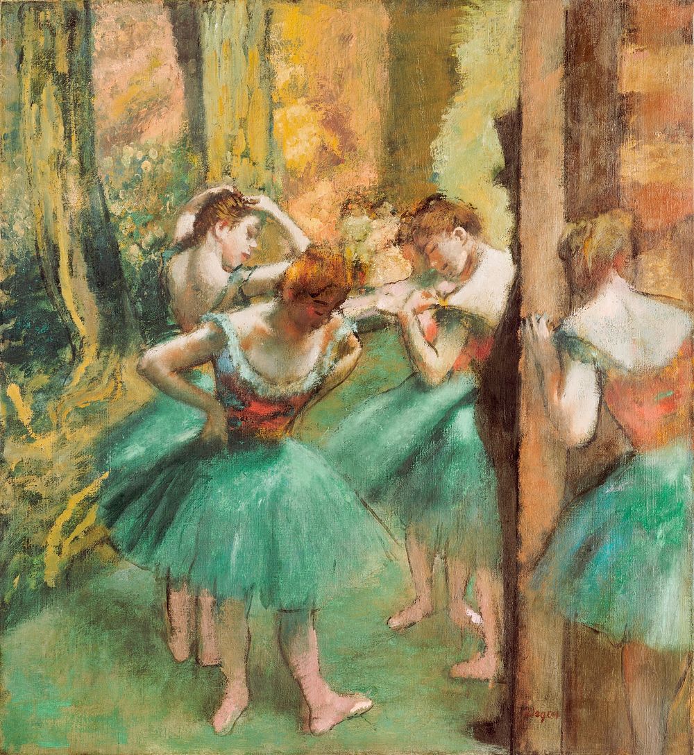 Dancers, Pink and Green (ca. 1890) painting in high resolution by Edgar Degas. Original from The MET Museum. Digitally…