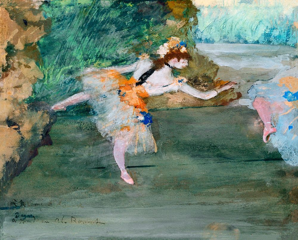 Dancer Onstage (ca. 1877) painting in high resolution by Edgar Degas. Original from The MET Museum. Digitally enhanced by…