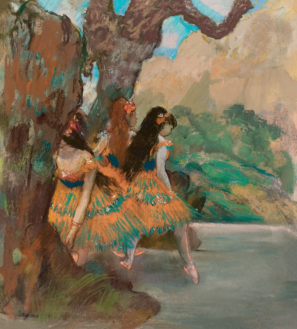 Ballet Dancers (ca. 1877) painting in high resolution by Edgar Degas. Original from The National Gallery of Art. Digitally…