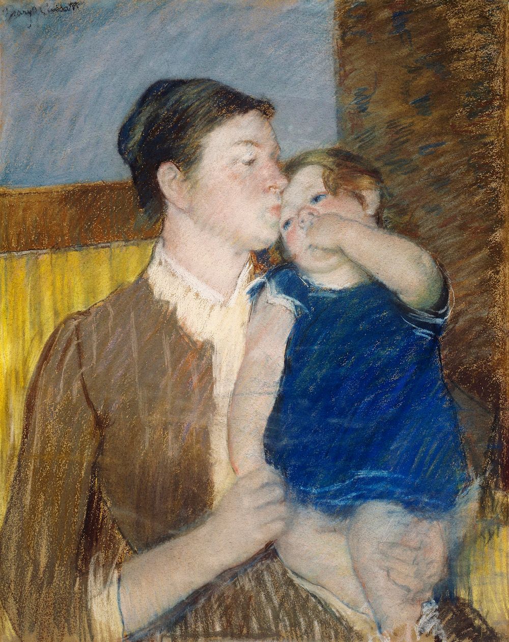 Mother&rsquo;s Goodnight Kiss (1888) by Mary Cassatt. Original portrait painting from The Art Institute of Chicago.…