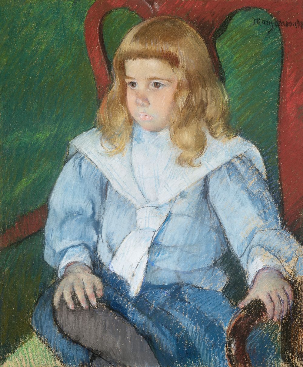 Boy with Golden Curls (1918) by Mary Cassatt. Original portrait painting from The Art Institute of Chicago. Digitally…