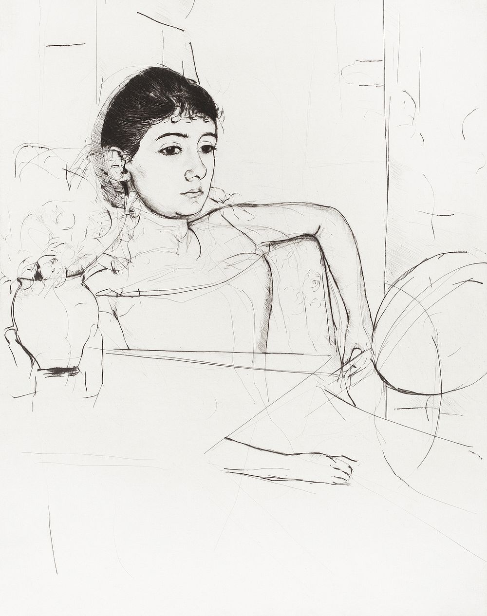 Mimi as a Brunette(1889) by Mary Cassatt. Original portrait drawing from The National Gallery of Art. Digitally enhanced by…