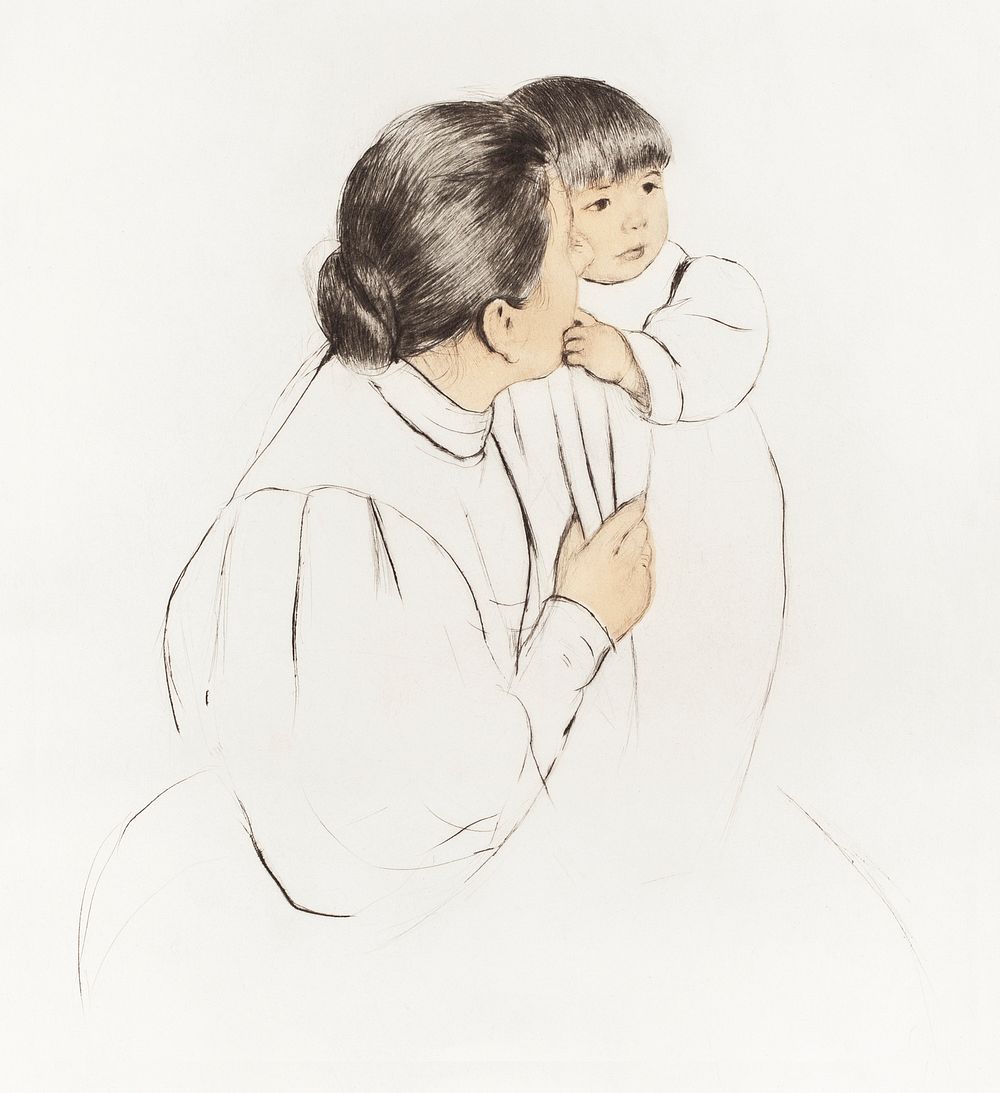 Peasant Mother and Child (1895) by Mary Cassatt. Original portrait drawing from The Art Institute of Chicago. Digitally…