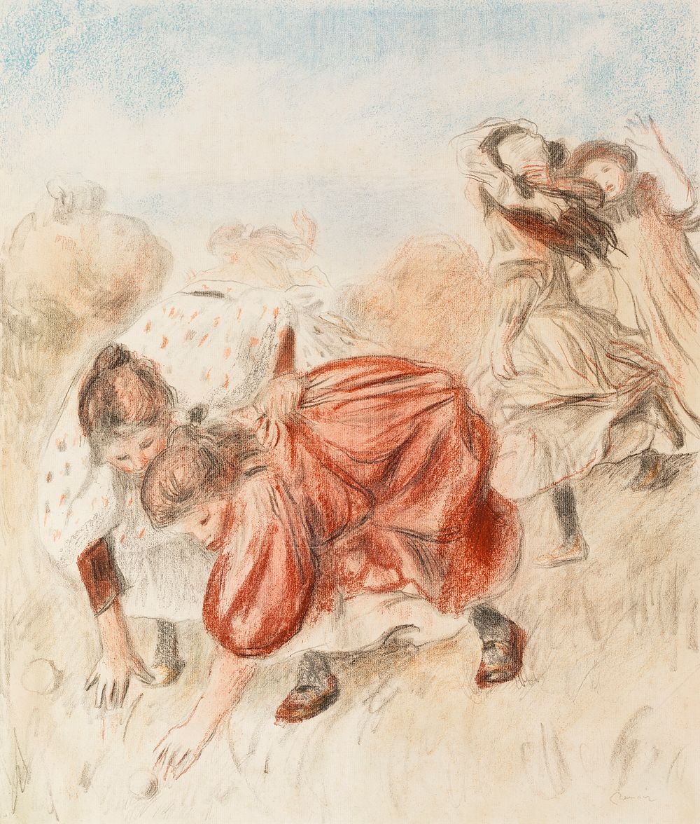 Children Playing Ball (Enfants jouant &Atilde; la balle) (1900) by Pierre-Auguste Renoir. Original from Barnes Foundation.…