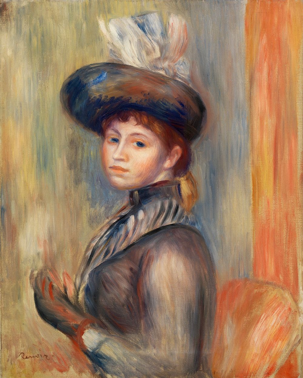 Girl in Gray-Blue (1889) by Pierre-Auguste Renoir. Original from Barnes Foundation. Digitally enhanced by rawpixel.