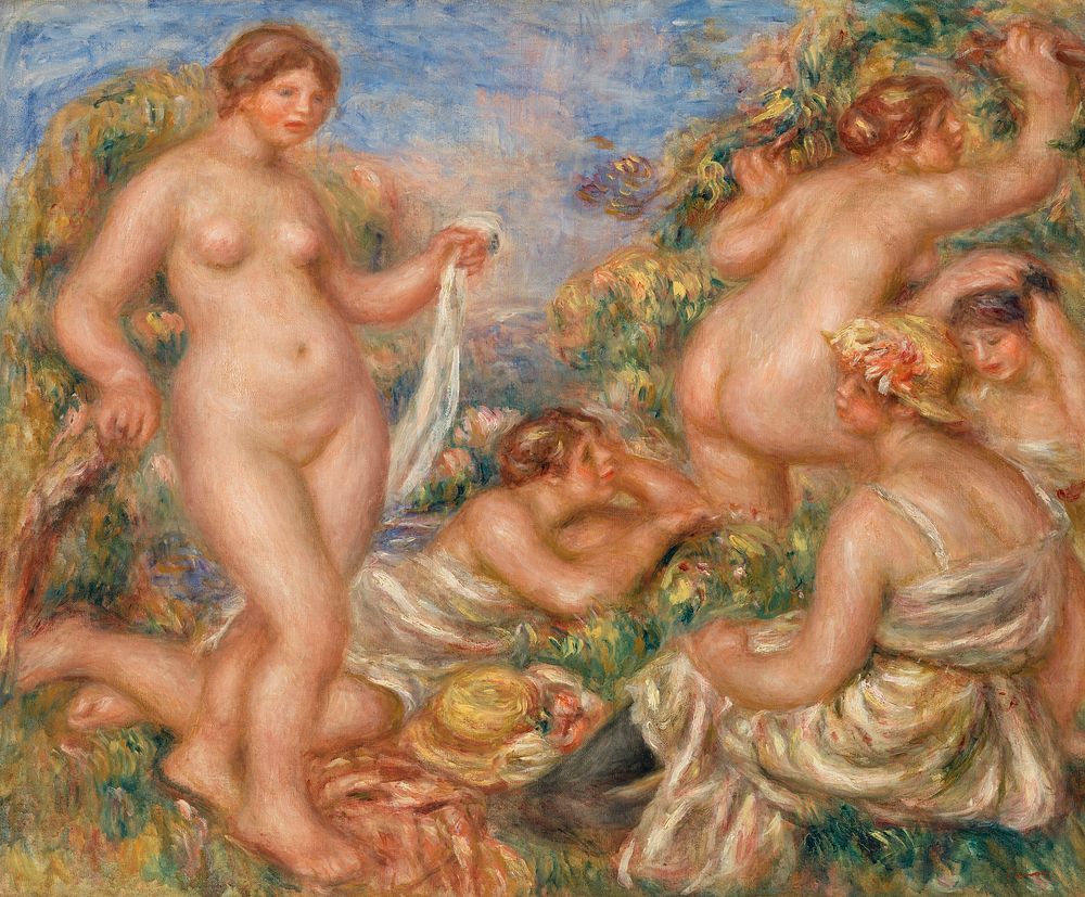 Composition, Five Bathers (Composition, cinq baigneuses) (1917&ndash;1919) by Pierre-Auguste Renoir. Original from Barnes…