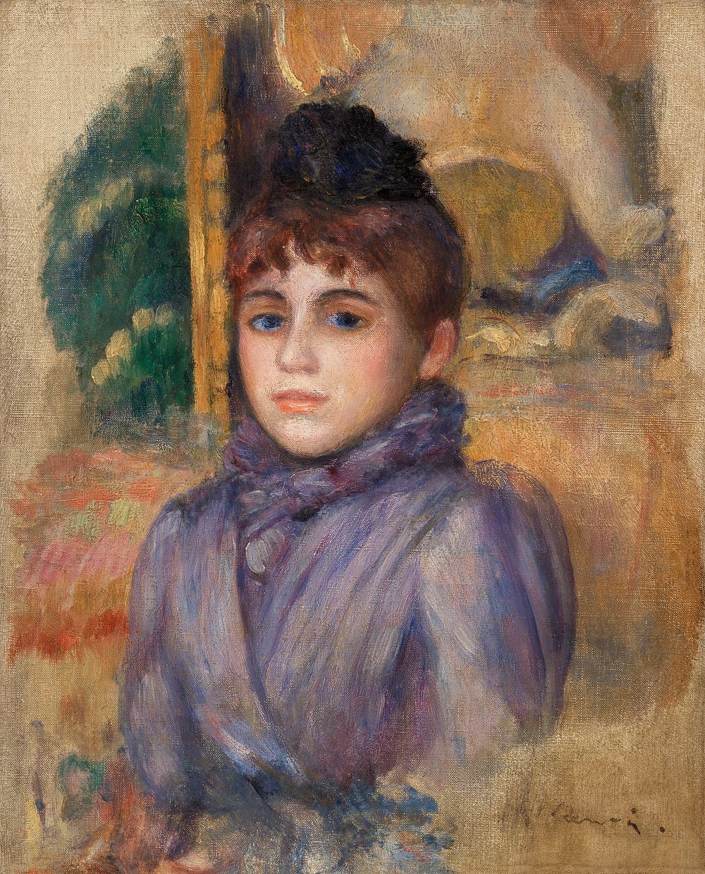 Portrait of a Young Woman (Portrait de jeune femme) (1885) by Pierre-Auguste Renoir. Original from Barnes Foundation.…