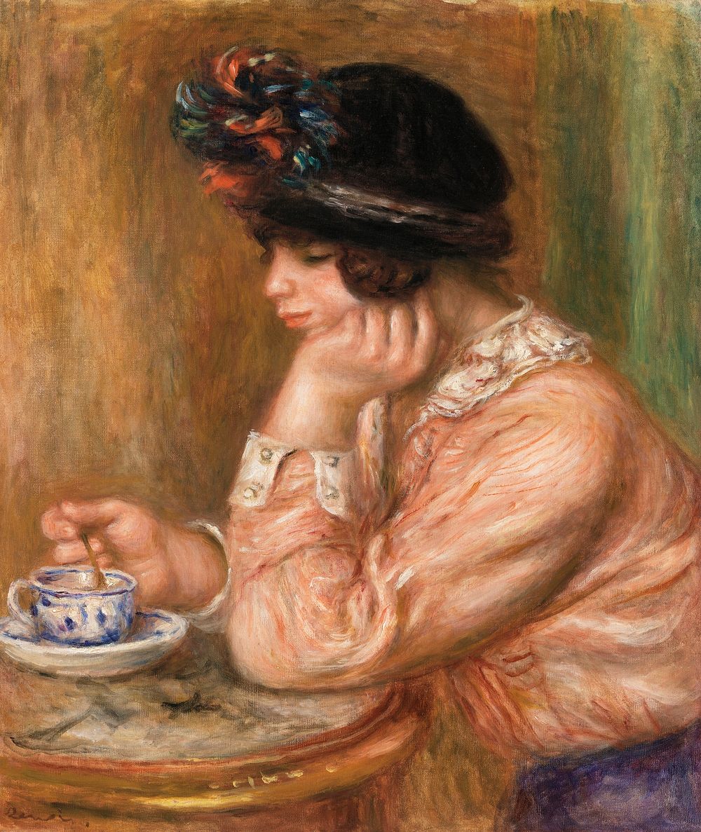 Cup of Chocolate (La Tasse de chocolat) (1914) by Pierre-Auguste Renoir. Original from Barnes Foundation. Digitally enhanced…